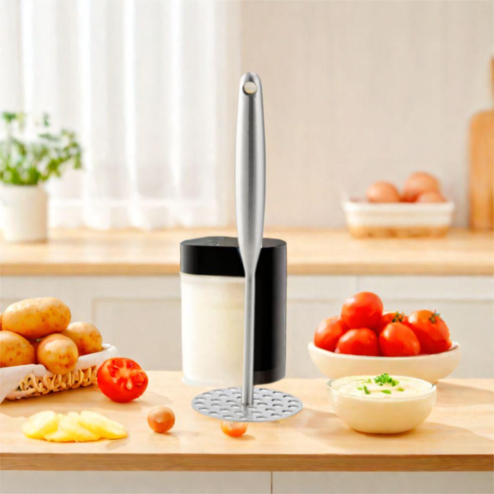Hand Press Manual Potato Masher Comfort Grip Stainless Steel Vegetable Smasher Handheld Non-Slip Garlic Press Meat/Pumpkin/Egg