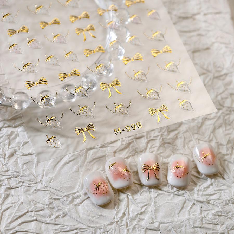 

TENSOR Gold Bow Hot Stamping Nail Stickers M-998 Advanced Series