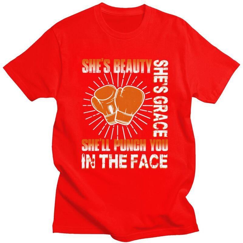 

Male This Boxing Girl Will Punch You In The Face T Shirts Round Neck Pure Cotton Short Sleeve Boxer TShirt Casual Clothing S