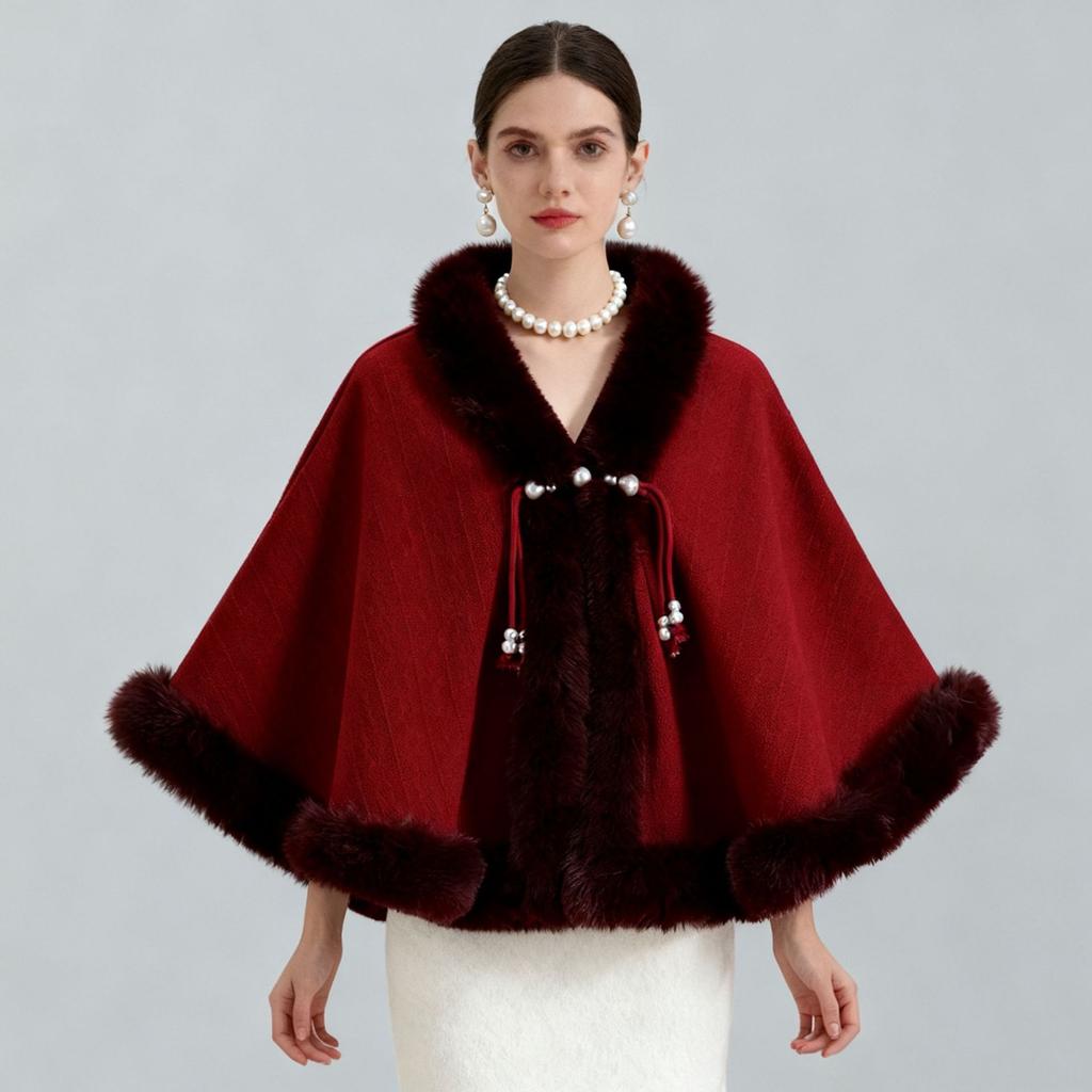 New Velvet And Thick Fur Collar Shawl For Women To Keep Warm