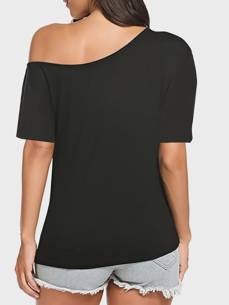 Women's Retro 'I Love 80s Disco' Off-Shoulder Medium Sleeve Top