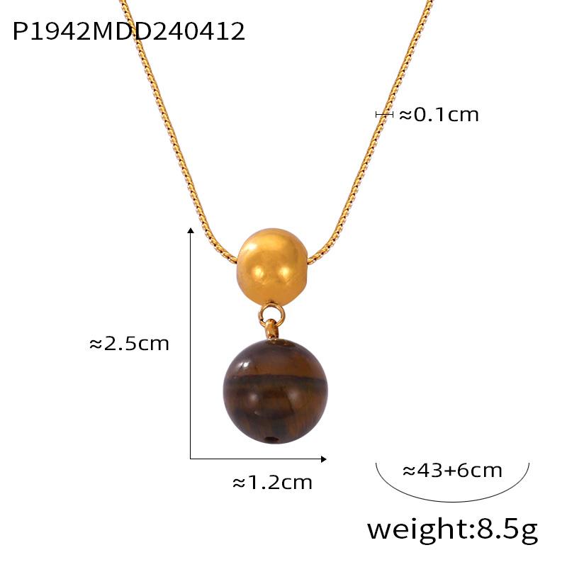 Fashion Cool Personality Jewelry Tianhe Stone tiger Eye Stone Agate Hand Beaded Design Sense Titanium Steel Necklace TRENDY