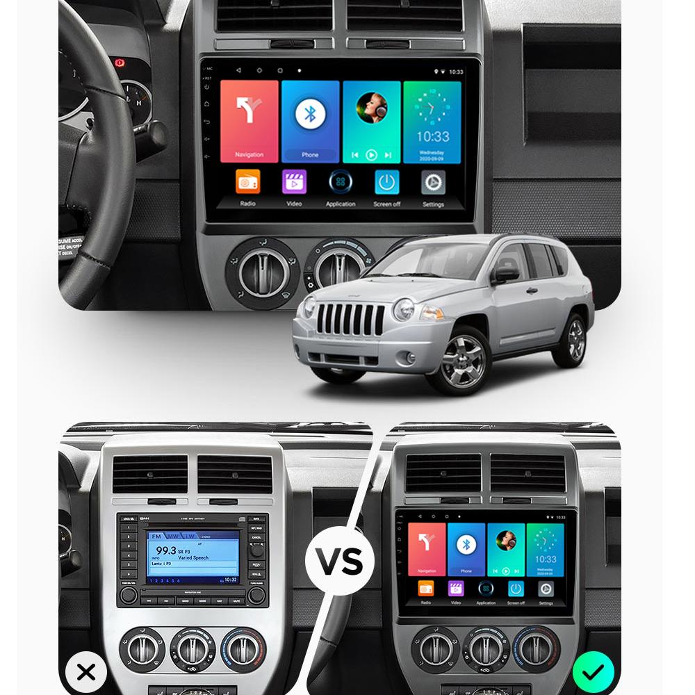 Multimediální přehrávač Android 2 Din do auta pro Jeep Compass MK 2007-2010 Hlavní jednotka Stereo Carplay GPS Navigace BT WIFI 2+32GB