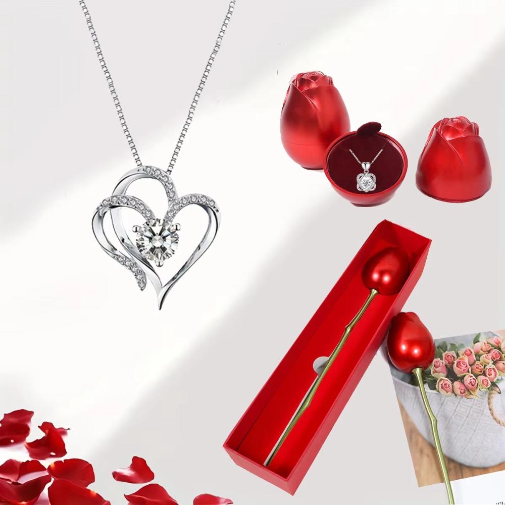 Romantic Simulation Rose Ring Box Red Gift Display Box  For Girlfriend Gift