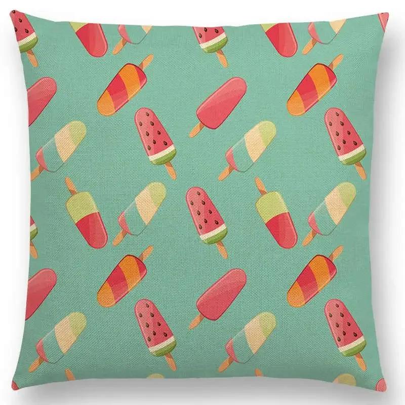 Colorful Prints Cushion Cover Chocolate Candy Donuts Pretty Ice Cream Pattern Color Party Sofa Throw Pillow Case Decor