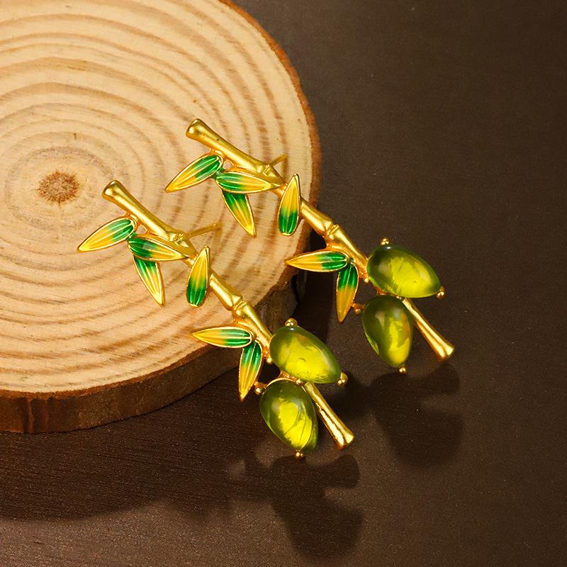 

Китайское ретро бамбуковое ожерелье с кисточкой и набор серег