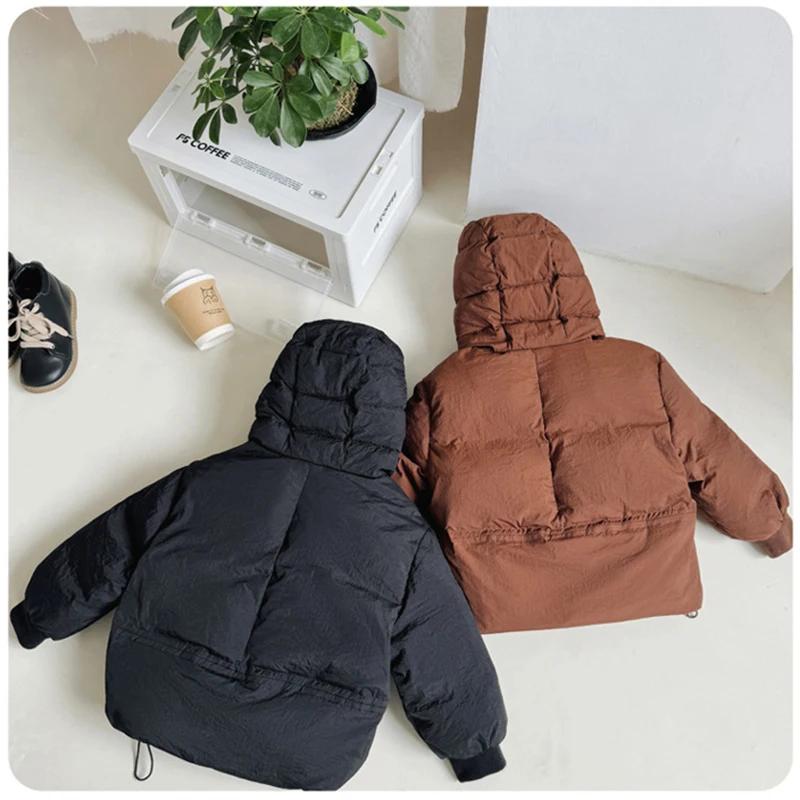 Winter Children's Down Jacket Kid's Clothing Korean Version Boys Loose Solid Color Thick Coat Girls Warm Outwear
