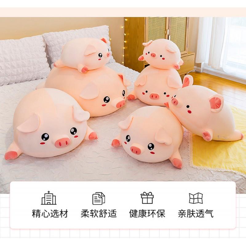 Super Soft Plush Pig Pillow Toy Office Nap Cute Animal Stuffed Doll 40-80cm Size Short Fleece Feather Cotton Fill