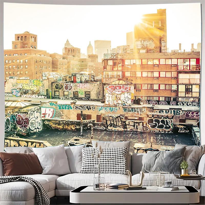 

Vintage Cityscape Tapestry Wall Hanging Urban Photography Backdrop Scenic Wall Art Aesthetic Room Decor Travel Inspired Home Tex 74x94cm(29x37in)