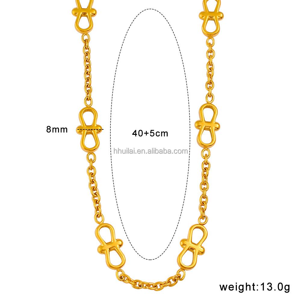 Fashion Jewelry Sets 18K Gold Plated Stainless Steel Chain Splice Bow Necklace and Bracelet Jewelry Sets for Women