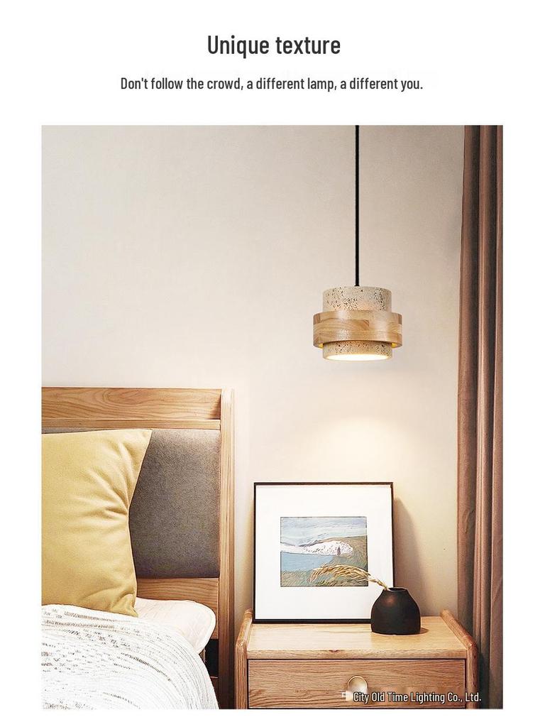 Adjustable Wabi-Sabi Style Solid Wood Pendant Light for Bedroom, Dining, or Bar