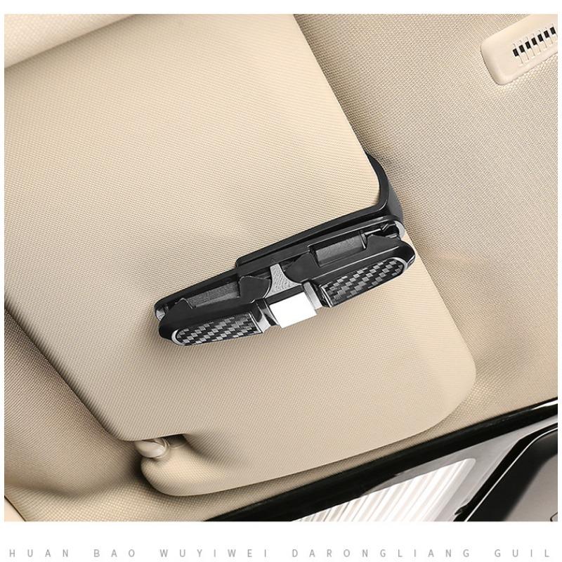 Pack of 2  Car Glasses Holders with Card Clip, Sunglasses Holder, 180° Rotating Glasses Clip with Cards, Double Ended Clip for All Vehicle Models