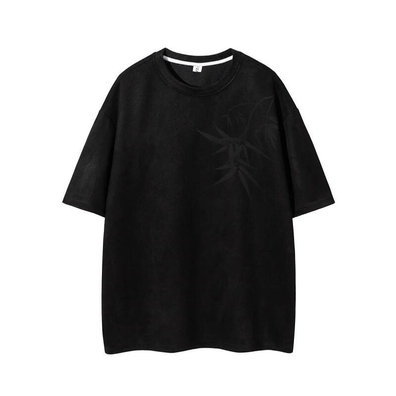 2026 Summer Men Bamboo Print T Shirts Chinese Style Hanfu Tops Tees Fashion Men Casual T-Shirt Male Loose Breathable Pullover