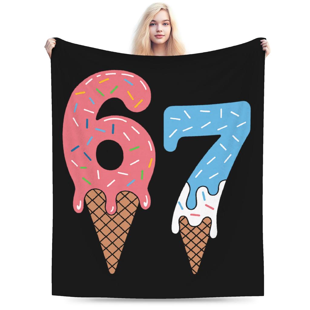 Funny Six Seven 67 Meme Fleece Blanket Throw Blankets for Home Hotel Sofa 150*125cm Bedspreads