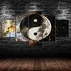Yin Yang Cosmos Full Moon Abstract Canvas 5 Piece Five Panel Wall Print Modern Art Poster Picture Home Decor Gift For Him For Her