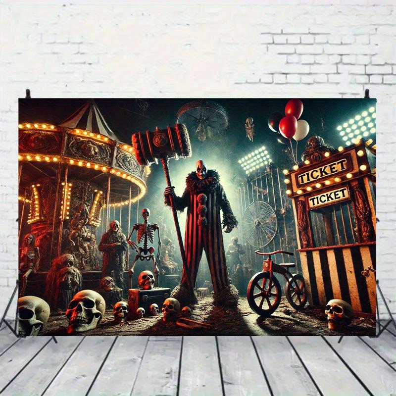 Polyester material horror carnival background banner - A colorful and eerie photography background