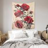 Vintage Botanical Print Red Flower Tapestry Elegant Living Room Decor Art