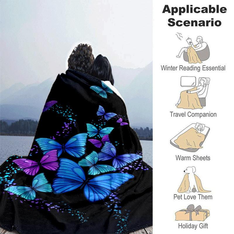 1pc Butterfly Printing Lightweight Flannel Blanket, Comfortable and Warm Blanket, for Camping Sofa Bed and Couch Office, in All Seasons