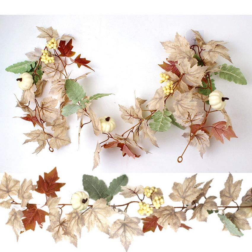 Ghirlanda Autunnale Fai Da Te Con Foglie D'Acero E Bacche Di Zucca - Decorazione Rustica Per Porte E Camini