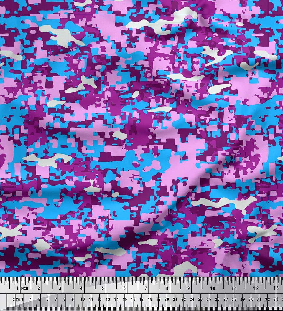 

Японська креп-сатин Soimoi Двоколірна тканина з камуфляжним принтом на метр 42 дюйма 42 Inch Wide - Poly Crepe фіолетовий