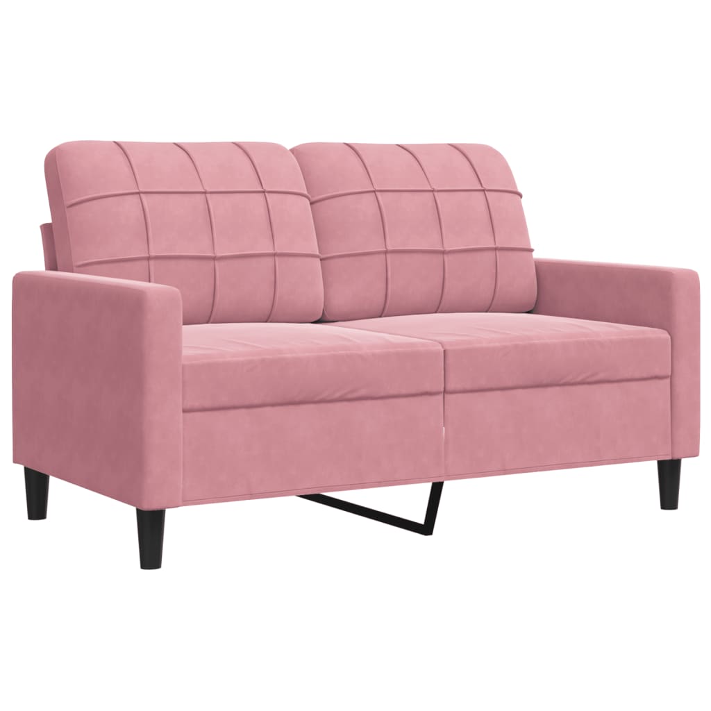 3 Piece Sofa Set with Cushions Pink Velvet