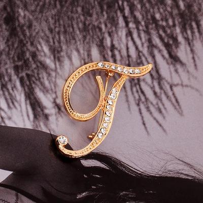 Women Men A-Z Letter Brooch Rhinestones English Letter Brooch Pins Cute Jewelry Gifts Accessories Christmas Gift Alloy Corsage Garment Accessory Pin
