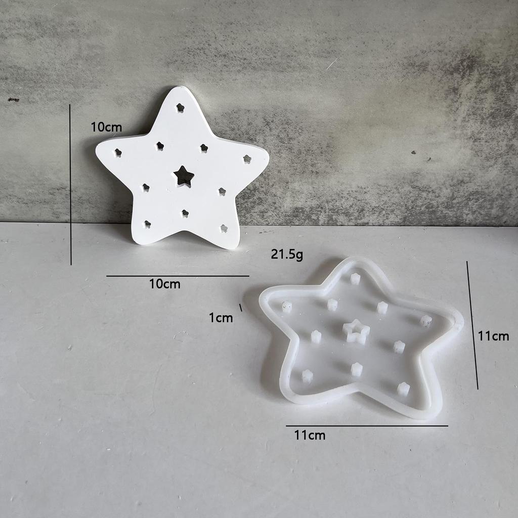 Star Hollow Digital Five-pointed Star Storage Box Silicone Mold Festive Atmosphere Decorative Light Plaster Resin Drop Glue Mold