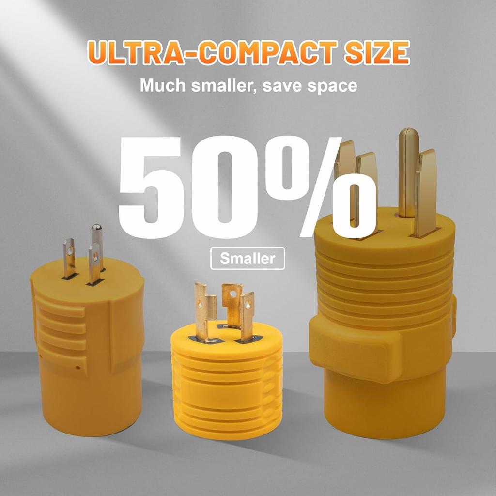 MECMO NEMA L5-30P To TT-30R 30 Amp RV Adapter UL Listed, Portable Compact Adaptor, 3 Prong 30A 125V Twist Locking Generator Plug L5-30 To TT-30 For