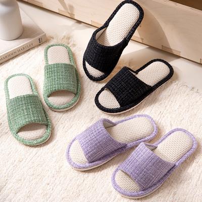 Home Linen Slippers For Men In Spring&Autumn Comfortable Bedroom Open-toed&Breathable Slippers Men's & Women's Shoes Summer