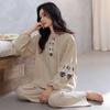 Pajamas women's spring and autumn large size pure cotton long-sleeved 1011 new high-end embroidery loose temperament loungewear set