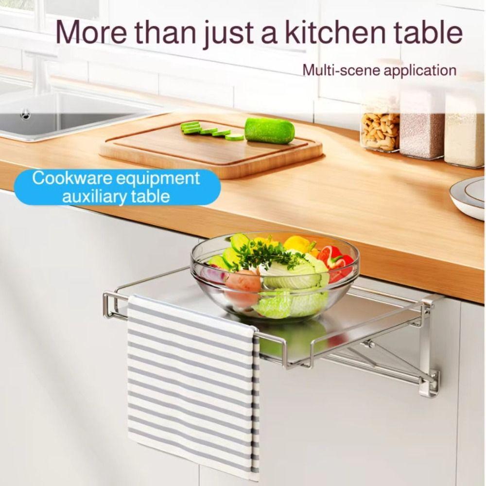 Stainless Steel Foldable Countertop Storage Rack Compact Design Cabinet Door Organizer  Home Pantry