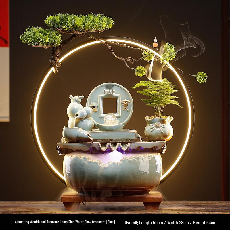 Elegant Chinese-Style Flowing Water Humidifier for Living Room and Office Decor