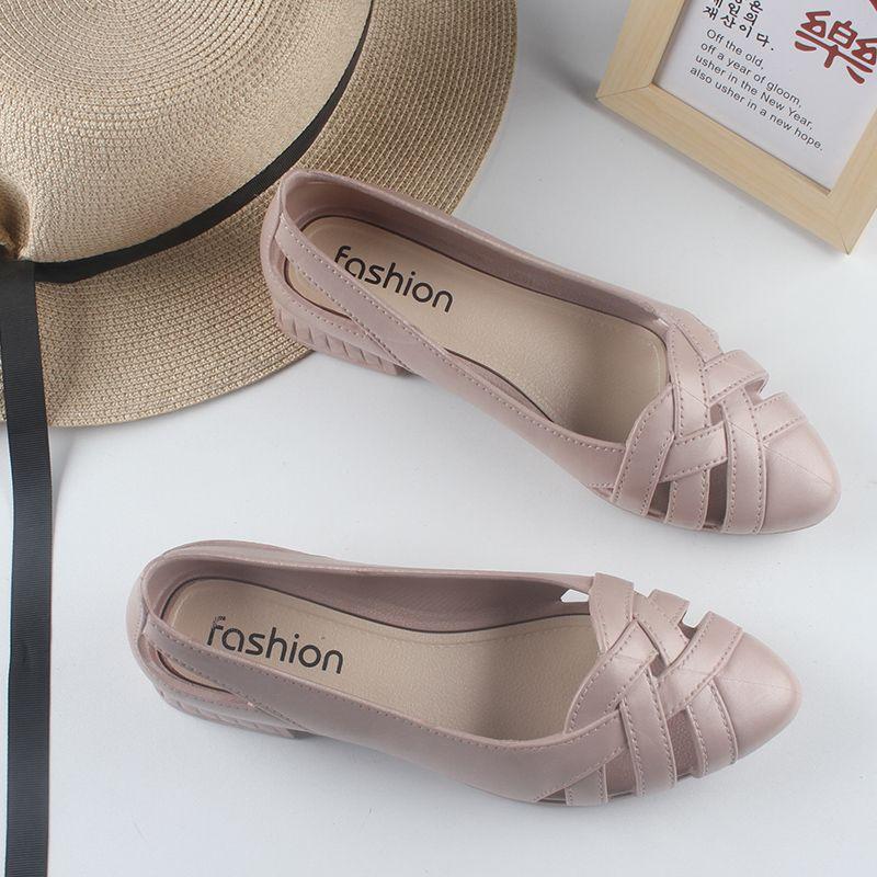 Zapatillas Baotou Moda Mujer Verano Hogar Antideslizantes Boca de Pez Sandalias de Cuña Mamá Zapatos de Mujer