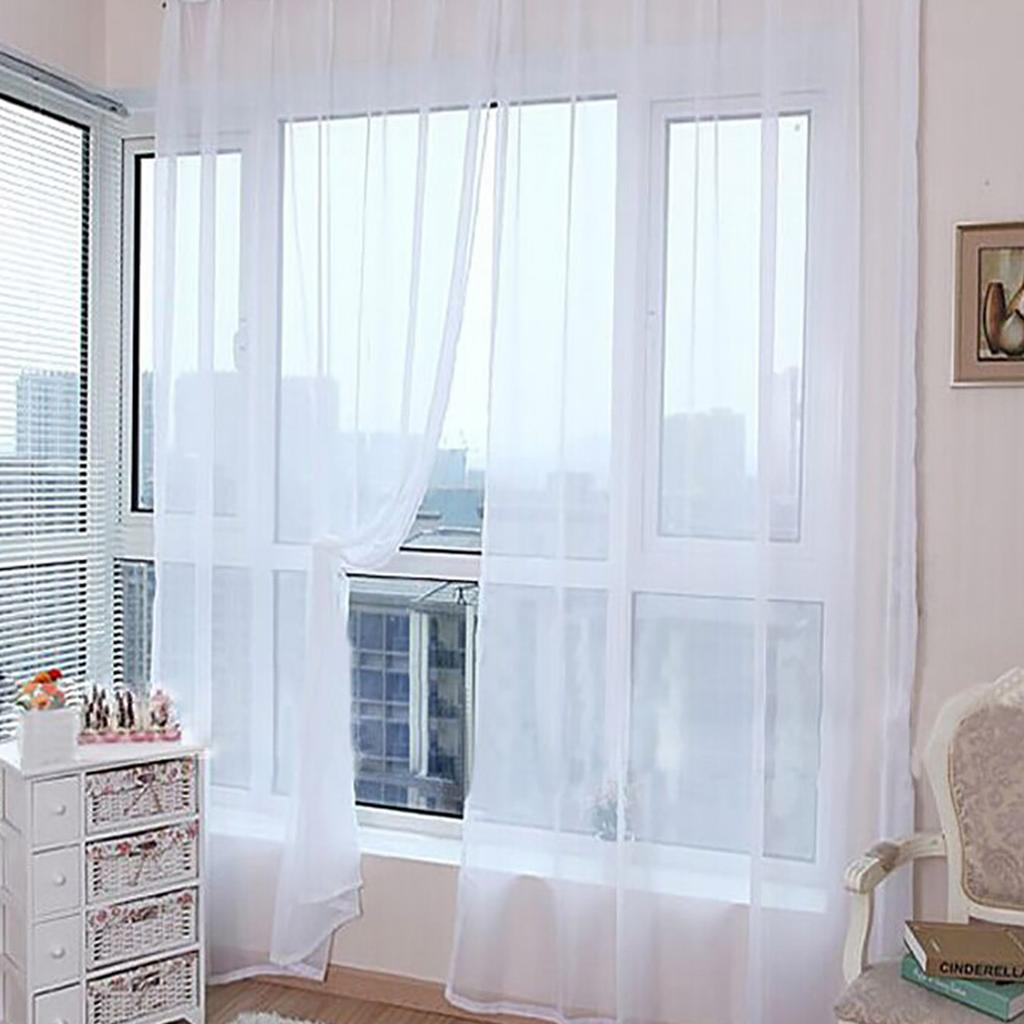 Solid Color Sheer Voile Curtain Window Sheer Semi Transparent Voile Rod Pocket Durable Elegant Clear Wedding Living Room