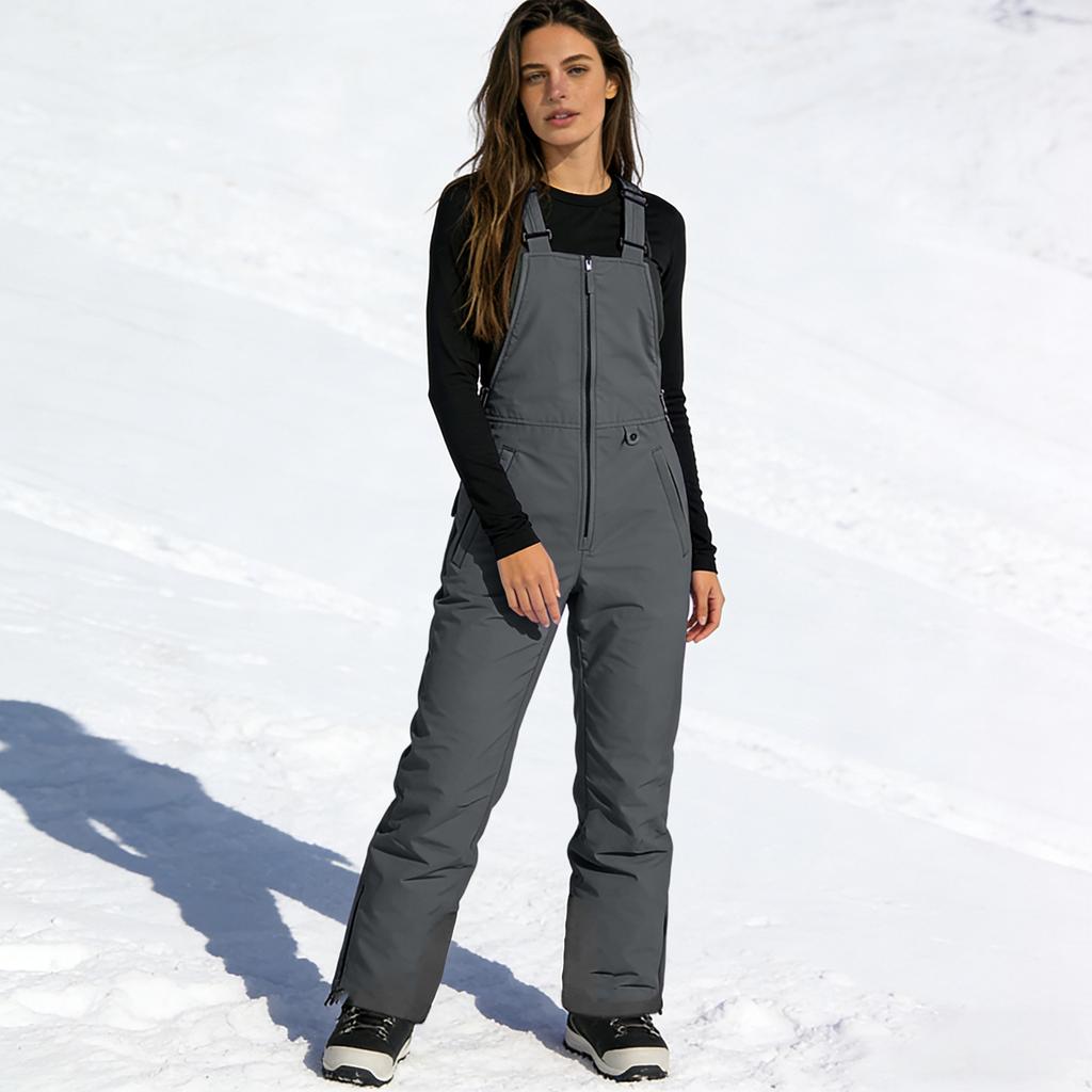 Spodnie Narciarskie Damskie Izolowane Spodnie Narciarskie Ogrodniczki Spodnie Snowboardowe Regulowany Pasek na Ramię Kombinezon Śnieżny