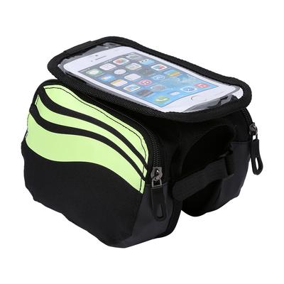 Borsa da Telaio Impermeabile per Ciclismo Bicicletta Borse Laterali Anteriore Tubo Orizzontale Porta Telefono Touch Screen Verde Lime