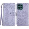 HT03 For Motorola Edge 50 Neo 5G/Moto S50 5G/Thinkphone 25 5G Case Butterfly Flower Imprint Leather Phone Cover with Strap
