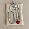 Handcrafted Red Resin Heart Bead Pendant Necklaces For Women Wide Mixed Color Adjustable Rope Sweater Chain Choker Wholesale