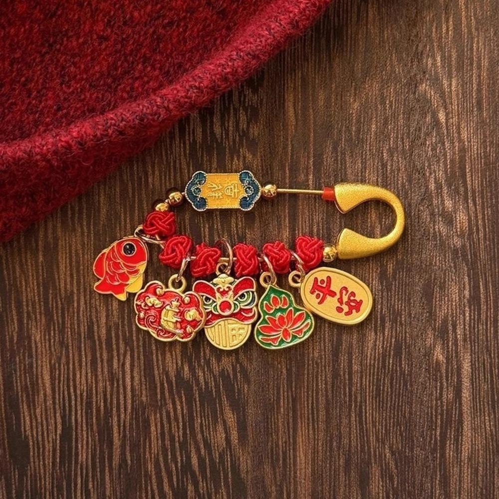 Horse Year Lucky Pins Gold Sand-plated Ornaments Fashion Guardian Brooch  Newborn Baby
