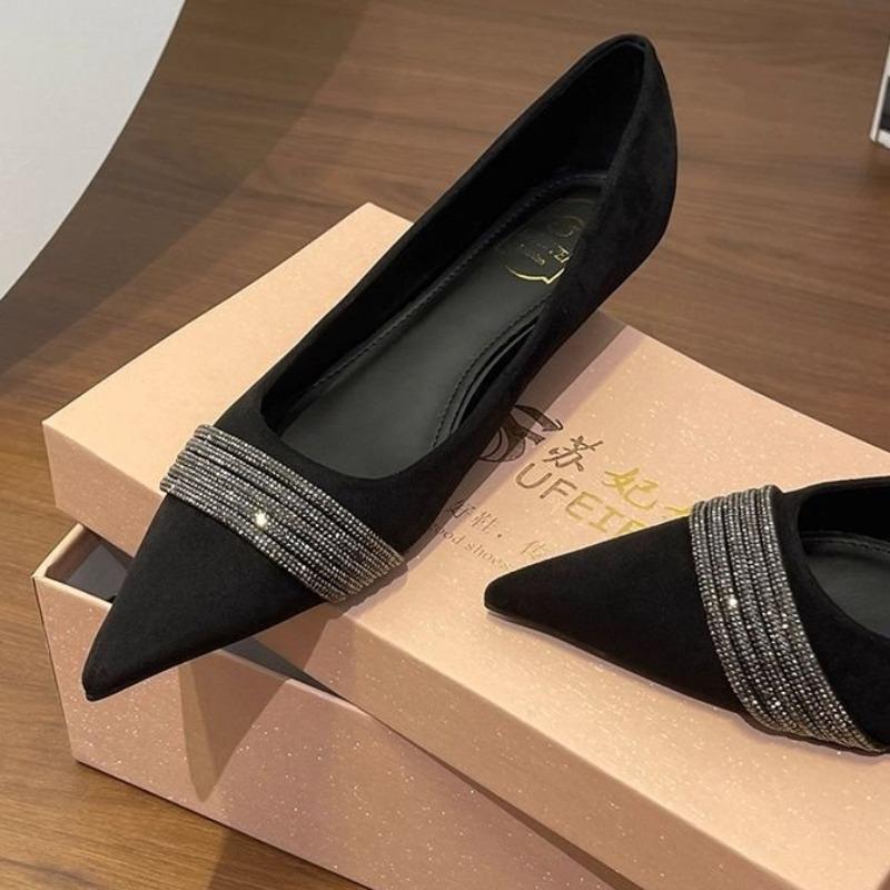 

Rhinestone Brand Luxury Heels Summer Fashion Pointed Toe Shallow Women Pumps Elegant Wedding Bridal Shoes for Ladies 35 чёрный
