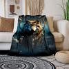 Wolf Dreamcatcher Fleece Blanket  Bohemian Flannel Throw For Sofa/Bed,Native American Style Gift,Soft & Warm Digital Print Decor