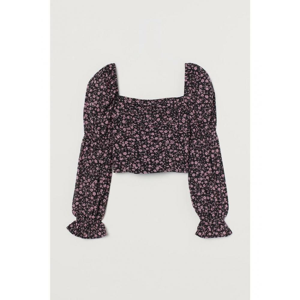 

Топ HM Drape Top Черный Розовый Цветочный 0932724005