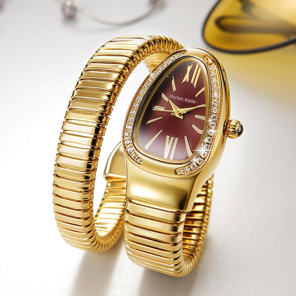 Elegant Design Ladies Watches Unique Snake Shaped Design Bracelet Women's Quartz Wristwatches Best Gift