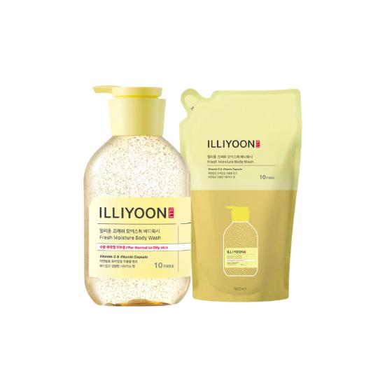 ILLIYOON Fresh Moisture Body Wash Hydrating Daily Cleanser Set 500ml + 500ml Refill
