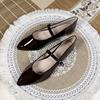 Fashion Flat Shoes for Women Spring and Autumn Shallow 2025 New Patent Leather Women's Shoes Pointed Mary Jane Retro Plus Size Flat Shoe
