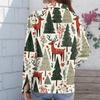 Women's Casual Christmas Print Long Sleeve Cardigan Top for Holiday Festive Wear