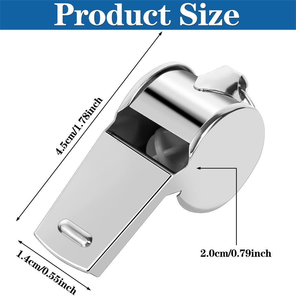6 Pack Stainless Steel Sports Whistles With Lanyard Coach Whistle Loud Crisp