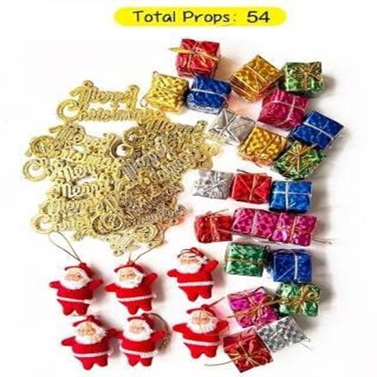 Paquete de 54 artículos de adornos para decoración de árbol de Navidad, accesorios para colgar, paquete combinado de artículos para el hogar