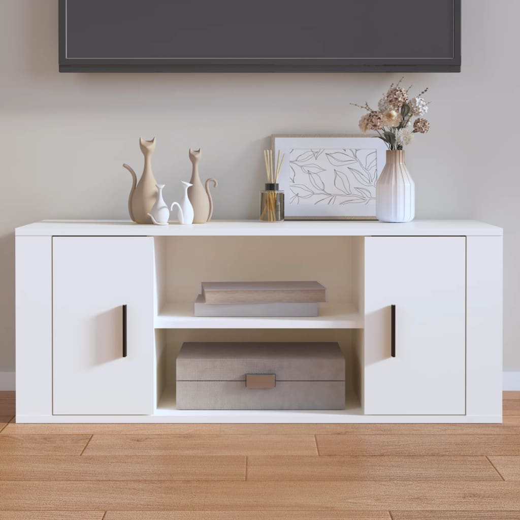Vidaxl TV Cabinet, White, 100X35X40 Cm, Wood-Based Material