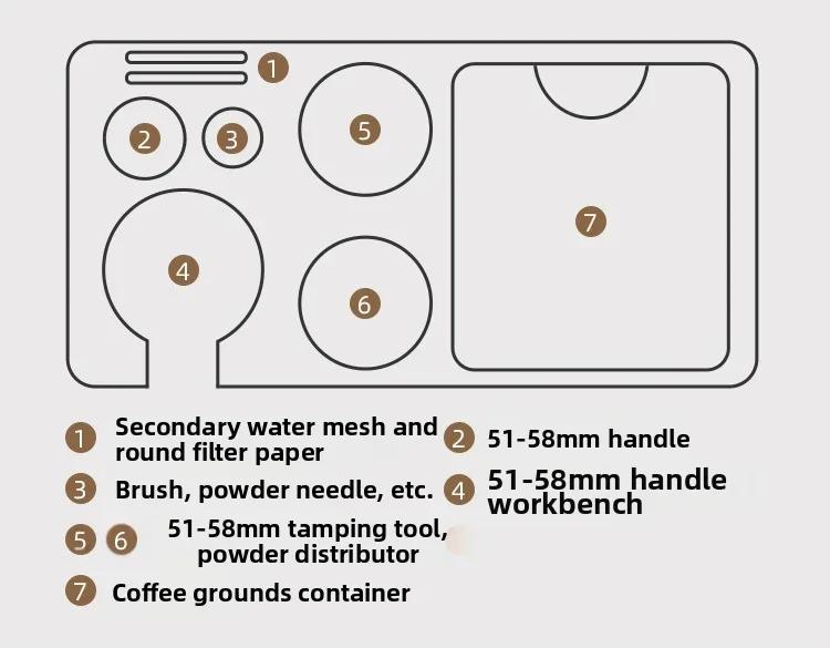 Espresso Knock Box Tamp Station Non-Slip Base Coffee Tool Organizer 51/53/58MM Coffeeware Tamp Station 32x14.8x7.5cm Storage Box
